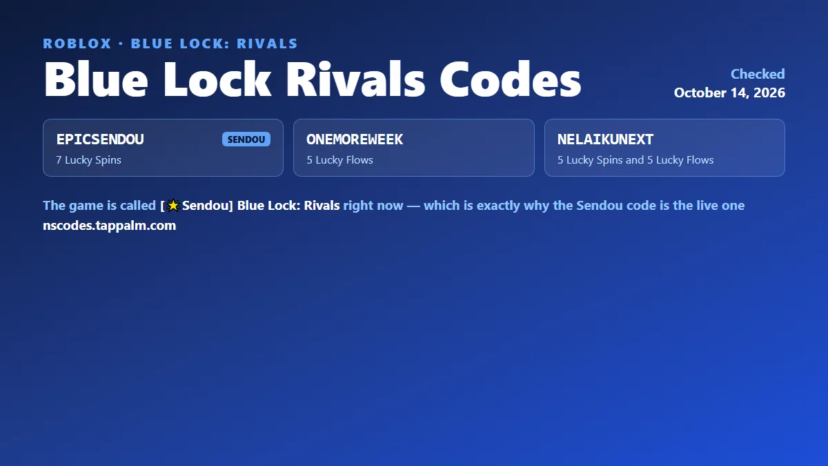 Blue Lock Rivals codes in October 2026: the three BLR codes three lists agree on, next to the game’s current event name
